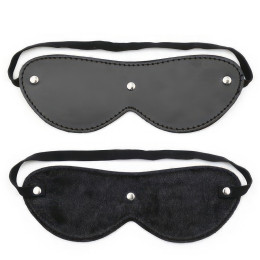 Черная БДСМ маска на глаза с меховой подкладкой