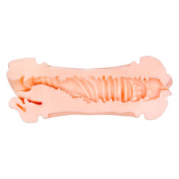 Телесный двусторонний мастурбатор Nancy - ротик и вагина