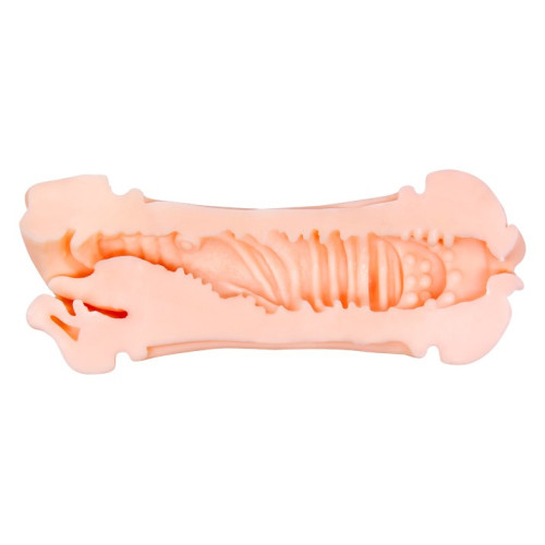 Телесный двусторонний мастурбатор Nancy - ротик и вагина