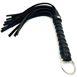 Маленькая чёрная плеть с кольцом на рукояти 30 см