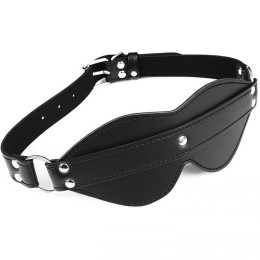Черная БДСМ маска с ремешком и заклепками