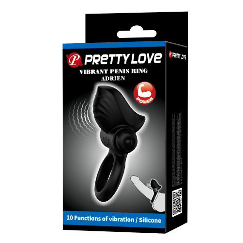 Эрекционное виброкольцо Vibrant Penis Ring Adrien черное