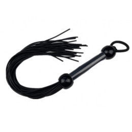 Плеть-флоггер черного цвета с резиновым хвостиком 51 см