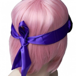 Черная маска на глаза с сиреневыми лентами