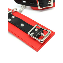 Черно-красные БДСМ наручники на цепочке