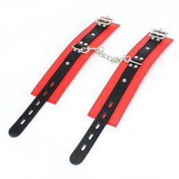 Черно-красные БДСМ наручники на цепочке