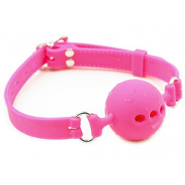 Силиконовый дышащий кляп-шар pink M