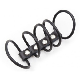 Пять эрекционных колец из силикона на кожаном ремешке