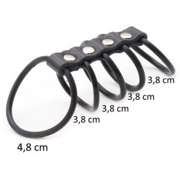 Пять эрекционных колец из силикона на кожаном ремешке