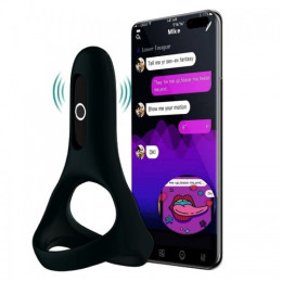 Двойное эрекционное смарт-виброкольцо Fun Town Rise черное