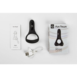 Двойное эрекционное смарт-виброкольцо Fun Town Rise черное