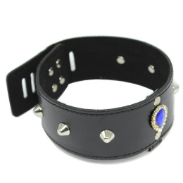 Ошейник на поводке с шипами и стразом