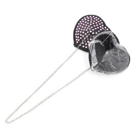 Черные пэстисы-сердечки с розовыми стразами и цепочкой