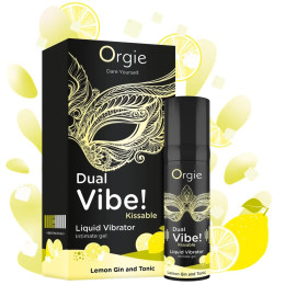 Съедобный гель с вибрацией Orgie dual vibe со вкусом коктейля лимонный джин с тоником 15мл