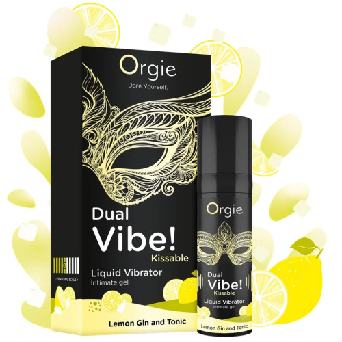 Съедобный гель с вибрацией Orgie dual vibe со вкусом коктейля лимонный джин с тоником 15мл
