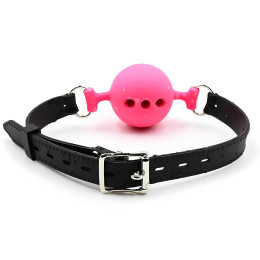 Дышащий кляп-шар из силикона Black-Pink L