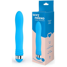 Эргономичный вибратор Sexy Friend голубой 17,5 см