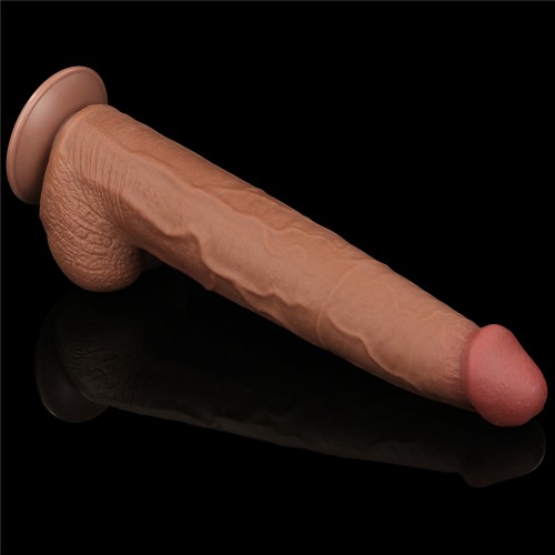 Реалистичный фаллоимитатор-мулат на присоске Lovetoy Sliding-Skin Dual Layer Dong 34 см