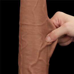 Реалистичный фаллоимитатор-мулат на присоске Lovetoy Sliding-Skin Dual Layer Dong 34 см