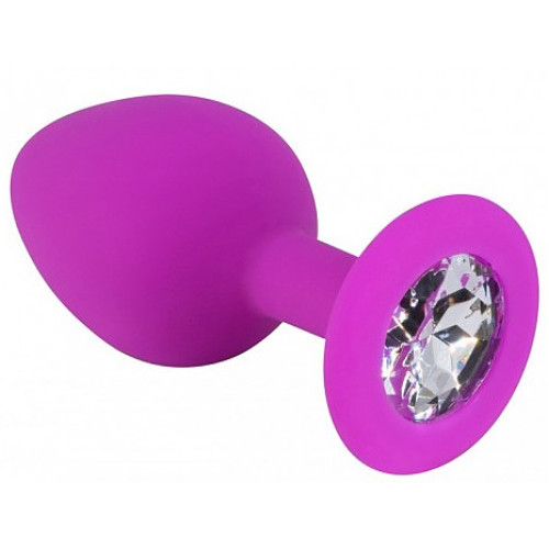 Фиолетовая силиконовая пробка с прозрачным кристаллом M
