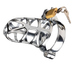 Мужской пояс верности серебристый  диаметр запорного кольца 4,5 см