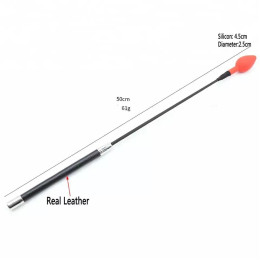 Стек из натуральной кожи с силиконовым наконечником-пробкой 50 см