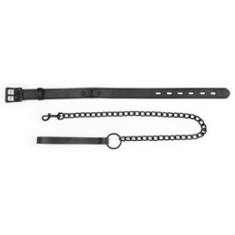 Классический ошейник из искусственной кожи с поводком