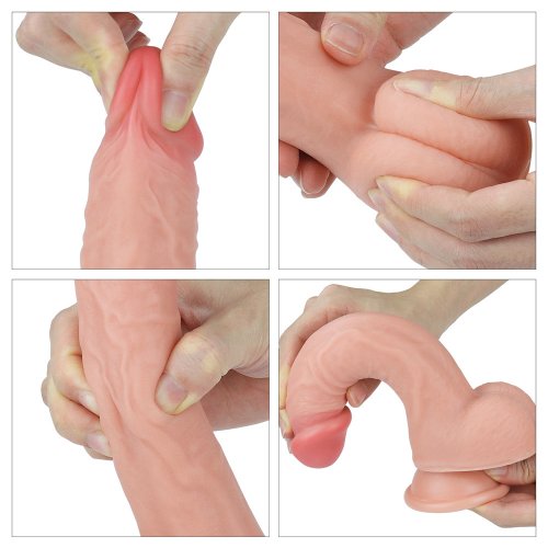 Фаллоимитатор на присоске с мошонкой Dual-Layered Silicone Dildo 22 см