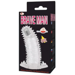 Прозрачная вибронасадка на пенис Brave Man 14 см