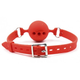 Силиконовый дышащий кляп-шар red S