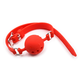 Силиконовый дышащий кляп-шар red M