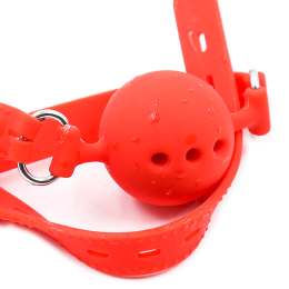 Силиконовый дышащий кляп-шар red S