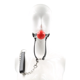 Красный кляп-шар с поводком