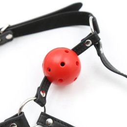 Красный кляп-шар с поводком