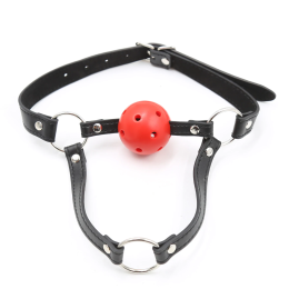 Красный кляп-шар с поводком