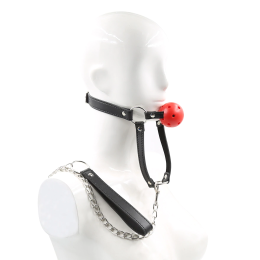 Красный кляп-шар с поводком