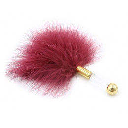 Эротический перьевой тиклер бордового цвета 16 см