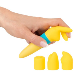 Перезаряжаемый мини-стимулятор с вибрацией и сменными насадками Pocket Power Vibrator