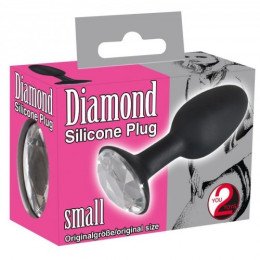 Анальная пробка с кристаллом Diamond Silicone Plug черная