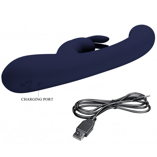 Перезаряжаемый вибратор с клиторальным стимулятором и LED-экраном Pretty Love Lamar синий