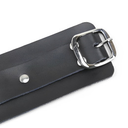 Черные БДСМ поножи из натуральной кожи