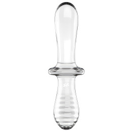 Двусторонний фаллос из стекла Satisfyer Double Crystal прозрачный 20 см