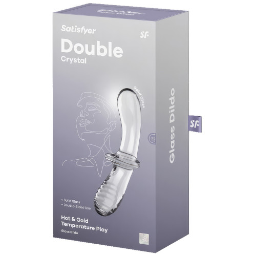 Двусторонний фаллос из стекла Satisfyer Double Crystal прозрачный 20 см