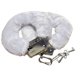 Металлические наручники с белым мехом