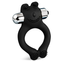 Черное силиконовое эрекционное виброкольцо Sex Expert