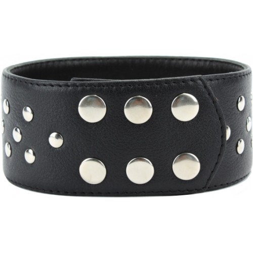 Широкий кожаный чокер с заклепками