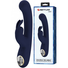 Перезаряжаемый вибратор с клиторальным стимулятором и LED-экраном Pretty Love Lamar синий