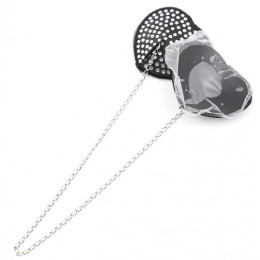 Черные пэстисы-сердечки со стразами и цепочкой