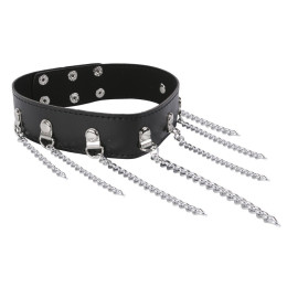 Черный БДСМ ошейник с длинными цепями
