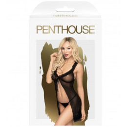 Черный беби-долл с оборками и трусики-стринги Penthouse After Sunset S/M